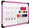 Dry Erase Calendar Whiteboard for Wall, 16" x 12" Magnetic Board, Portable Hanging Planner Memo (Pink)