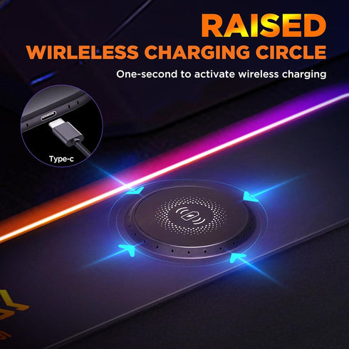 Gimars RGB Gaming Mouse Pad - 15W Wireless Charging Mousepad with 10 Light Modes, Large Non-Slip Surface