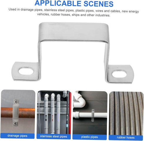 4pcs Square Tube Buckle U Clamps, Square Tube Connector for Mounting Cable Clamp, 304 Stainless Steel