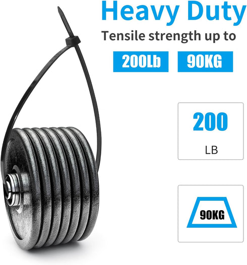 24 inch 100 200LBS XINGO Black Long Zip Ties Heavy Duty PCS, Ultra Strong Plastic Wire Ties, Large Cable Ties Extra