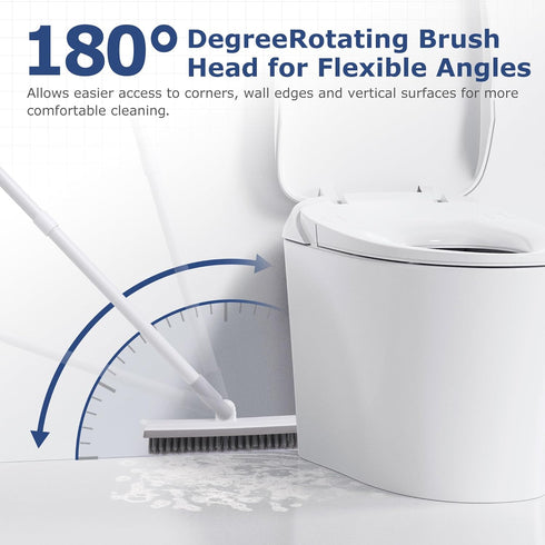 IVYROLL Grout Brush with Long Handle, Floor Cleaning Scrubber with Stiff Bristles for Tile Line, Shower, Crevice