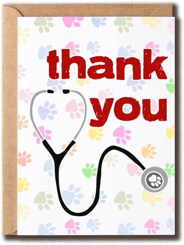 EdgarGifts Funny Thank You Card - Veterinary Card - Thanks Vet Card -