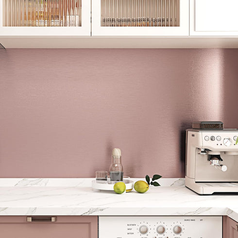 Countertops 15.7"118" Rose Gold Stainless Steel Contact Paper Pink Peel and Stick Wallpaper Waterproof Brushed Metal