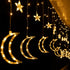 138 8.2 8 TW SHINE Ramadan Star Moon Curtain String Lights, LED FT Star Moon Hanging Lights with Modes and Timer