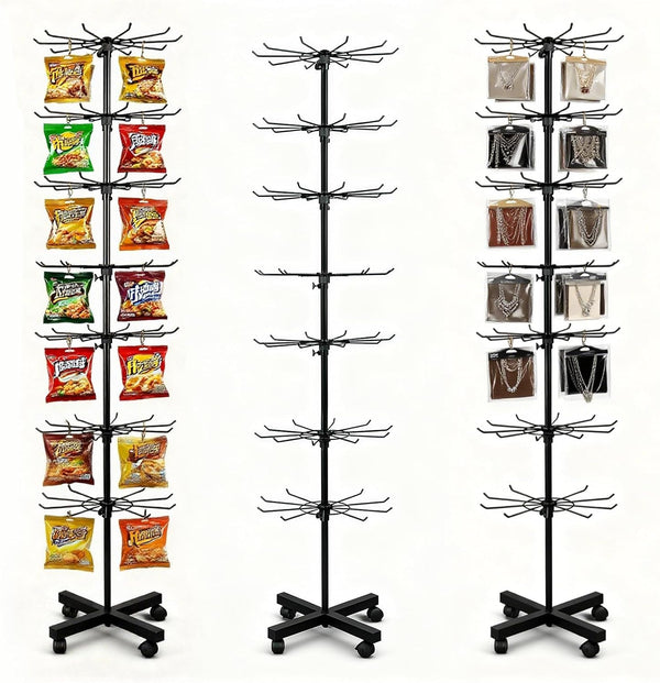 7 Tier Rotating Rack Shelves Retail Display Stand,Jewelry Keyring Socking Hats,Movable Shop