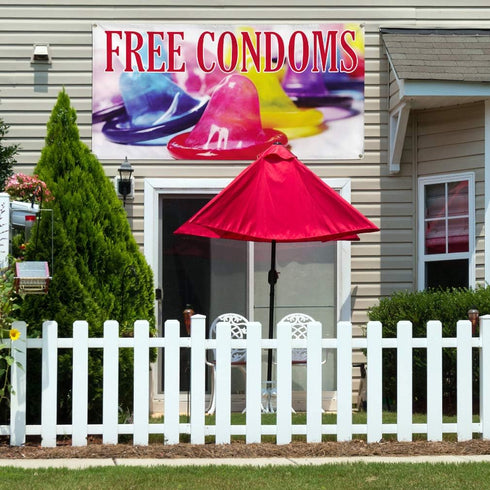 Fastasticdeals 4 Grommets 24x36Inches Vinyl Banner Multiple Sizes Free Condoms Outdoor Advertising Printing Health Care