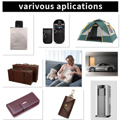 Faraday Fabric (43"W × 108"L + 300"L Tape), EMP Proof Military Grade Cloth, Blocks Cellular Signals, WiFi, Bluetooth