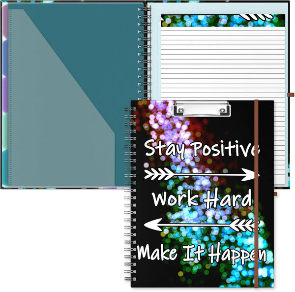 Hongri Clipboard Folio with Refillable Lined Notepad, 5 A4 Folders Storage and 10 Pockets, Office Supplies