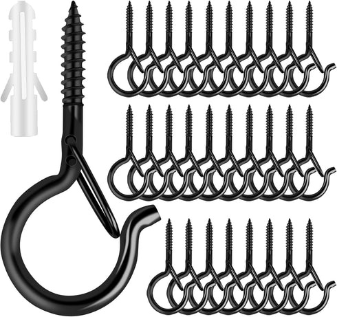 FSAH Q Hanger 35 Pcs Screw-in Hooks for Outdoor String Lights, Swivel Hanging