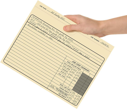 Classic Professional Manila File Folder, 50 Preprinted Job Folders, 10" x 12", Task Cost Tracking, Made in USA