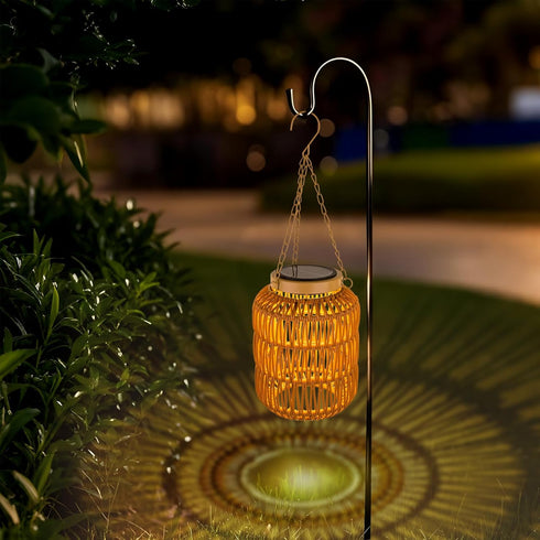 (2) Solar Outdoor Lanterns Waterproof, Hanging Rattan Lantern Lights for Outside, Solar lamp Outdoor Chandelier Idea