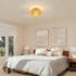 Boho Ceiling Light Fixtures Rattan Chandelier Bedroom Light Small Rattan Flush Mount Ceiling Light Hand-Woven