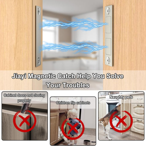 Closet 4 Pack 30LB Cabinet Drawer Magnets, Jiayi Magnetic Cabinet Door Catch, Ultra-Thin Invisible Door Magnets