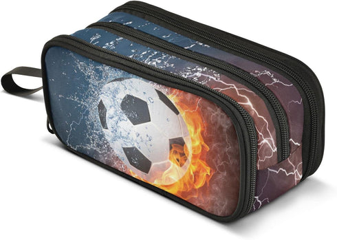 Soccer Football Ball Pencil Case Box, Large Zipper Pouch for Stationery, Organizer for Kids, Teens, and Adults