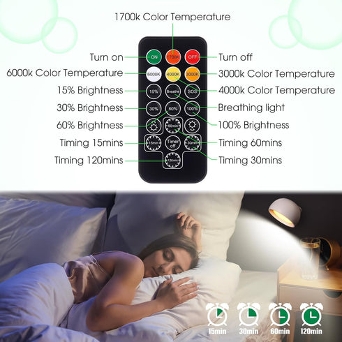 1 4 360 Rossesay Piece LED Wall Lights with Remote, Wall Sconces Lamp Rechargeable Battery Operated Bed Light