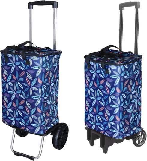 Bornfornice Insulated Replacement Bag for Grocery Cart/Shopping Cart, for Trolley Cart frame, (Blue Pattern)