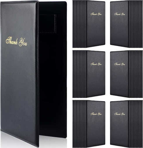 CHENGU 20 Packs Restaurant Check Presenters Guest Check Card Holder Black with Gold
