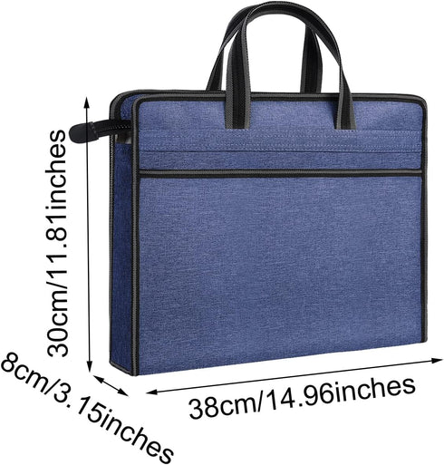 Enyuwlcm Oxford Zippered Document Bag with Handle, File Tote Bag Pouch for Carrying Paper Files Books, 1 Pack (H-Blue)