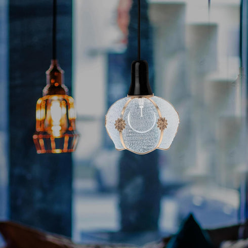 E27 4.2cm Cabilock Plastic Lampshade with Iron Frame Edge, Small Ceiling Light Cover, Boho Pendant Lamp Shade