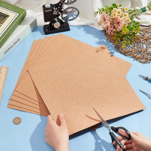 BENECREAT 10 Pack 12x12 Inch Cork Board Tiles 1mm Thick Square Coaster Sheets for Bulletin Boards, Wall Decoration, DIY