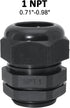 1" NPT Nylon Cable Glands, IP68 Waterproof Adjustable Cord Grip Cable Connector Strain Relief Wire Protectors for 18-25mm Cable Diameter, 2 Pcs, Black