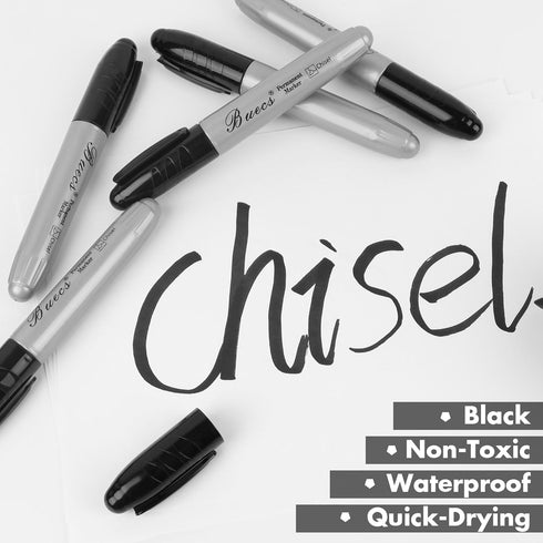 King Size Permanent Markers, 40 Count Black Jumbo Waterproof & Smear Proof Markers for Office Supplies