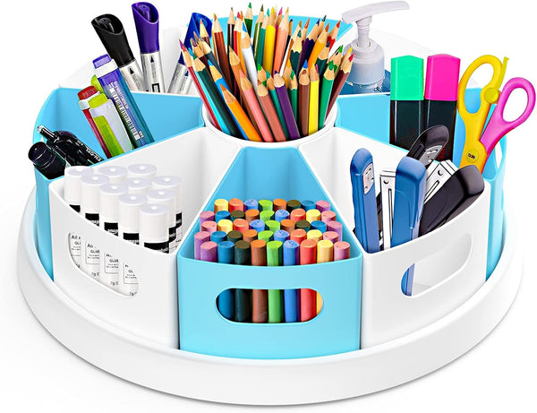 MeCids 360° Rotating Desk Organizers - Homeschool Office Storage Art Supplies Caddy, 12" Lazy Susan Style with