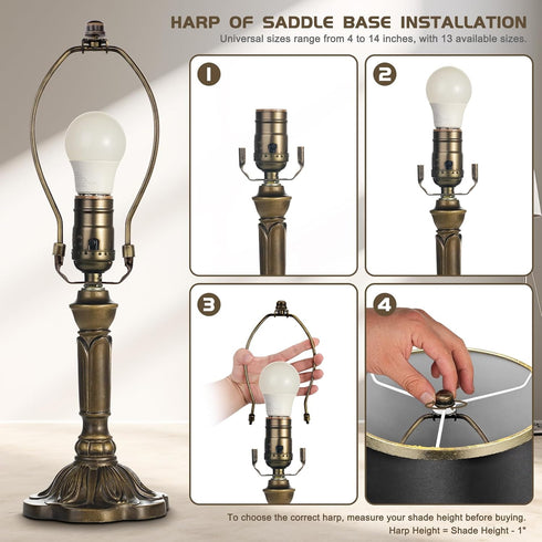 GooChan 8.5-Inch) Lamp Shade Harp, Antique Brass Lamp Harp Frame Lampshade Bracket, Detachable Shade Holder for Floor