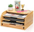 Jucoan Bamboo Countertop File Organizer, 4 Slot Vertical Wall Mounted Holder for Documents, Magazine Folder for Home