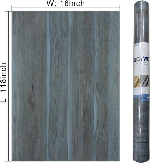 Peacock Blue Wallpaper Stick and Peel, 16x118inch Blue Wood Grain Contact Paper for Cabinets Waterproof