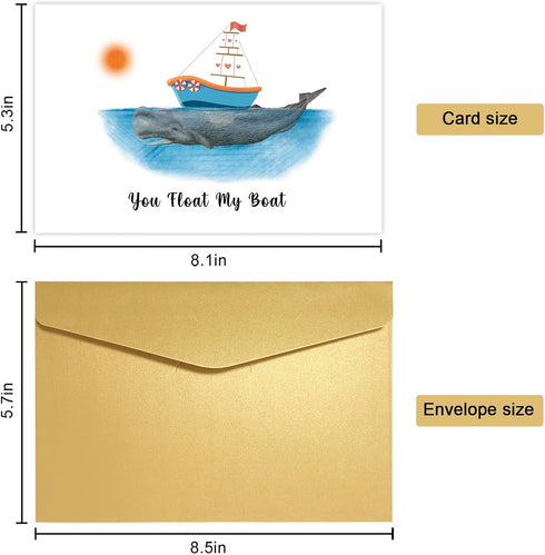 Obbyidk Romantic Whale Anniversary Card for Couples - You Float My Boat
