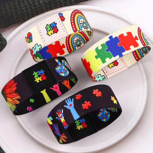 Nanafast Autism Awareness Bracelet - Colorful Elastic Wristband for Women & Men