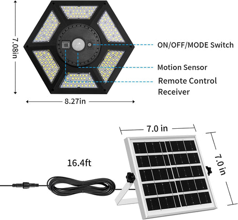 5 3 180LED Aqonsie Solar Shed Light Indoor Outdoor Solar Powered Pandent Daytime Work Lights with Lighting Modes