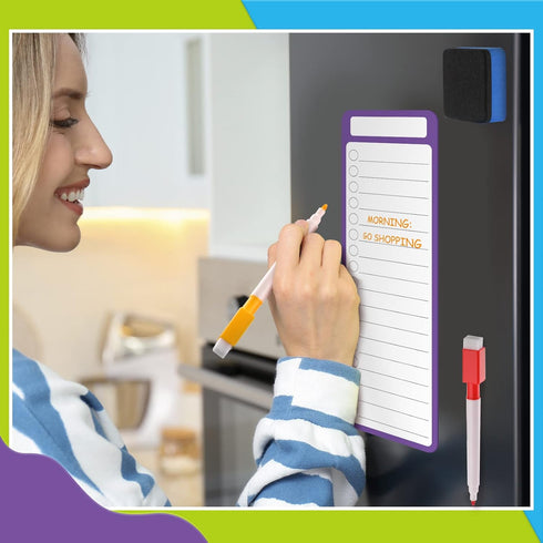 Set of 20 Magnetic Dry Erase Board Notepads for Fridge 11.8 x 3.94'' with Erasable Pen and Board Eraser