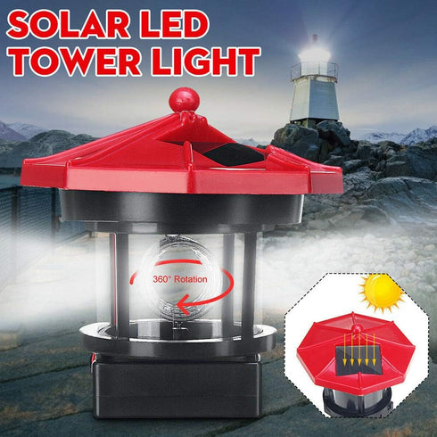 WDFS 11x10.5 cm, Lighthouse, Solar Powered LED Rotating, Waterproof, Outdoor Decorative Light for Garden, Yard, Patio