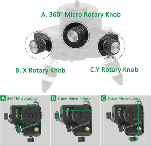 Huepar Laser Level Adapter, Metal 360-Degree Rotating Base for Laser Level Tripod Connector