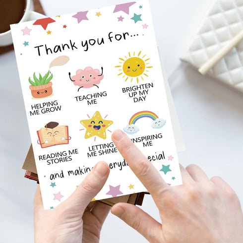 YiKaLus Cute Thank You Card for Teachers, Great Teacher Appreciation Gifts for Men Women, Thank You for Helping Me Grow