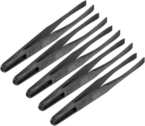 uxcell Plastic Anti-static Tweezers, Precision Flat Tip for Jewelry Craft, DIY Beauty, Electronics Repair Tool, 5 Pcs