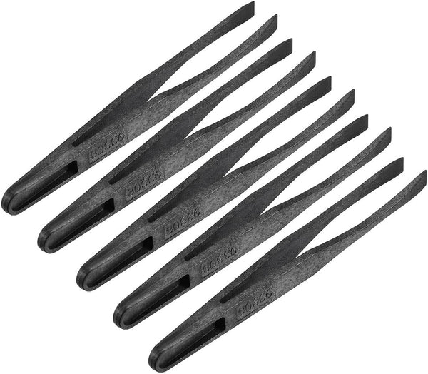uxcell Plastic Anti-static Tweezers, Precision Flat Tip for Jewelry Craft, DIY Beauty, Electronics Repair Tool, 5 Pcs
