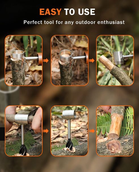 Bushcraft Hand Auger Wrench, Heavy-Duty Scotch Eye Wood Auger, Manual Hole Maker Multitool