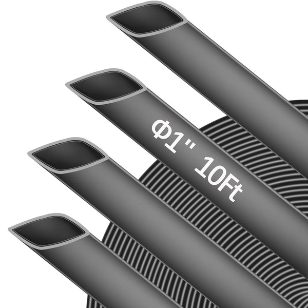 1 Inch Waterproof Heat Shrink Tubing, 10 Feet Marine Heat Shrink Tube with Adhesive Lined, Black Electrical Wrap