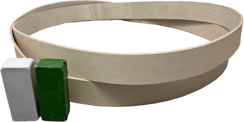 1X30 Leather Honing Polishing Belts 2 Pack with White & Green Buffing Compounds