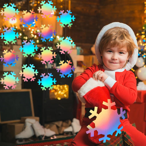PerKoop 100 Pcs 6 Inch Large Double-sided Snowflakes Cutouts, Holographic Paper for Winter Classroom Decor Supplies