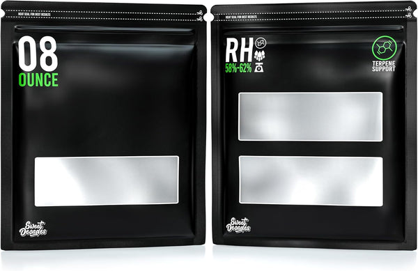 15 Pack - 1/2 Pound Terpene Curing Bags, 58%-62% Humidity Control, Lock & Seal Storage Heat Sealable