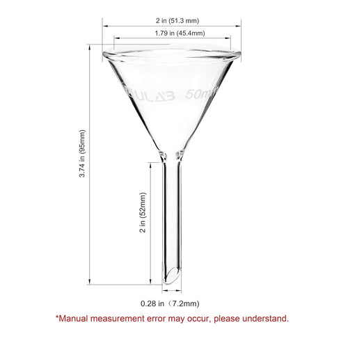 ULAB Scientific Glass Funnel Set - 50mm, 75mm, 100mm with Approx. 60° Angle, Short Stem, UGF1009