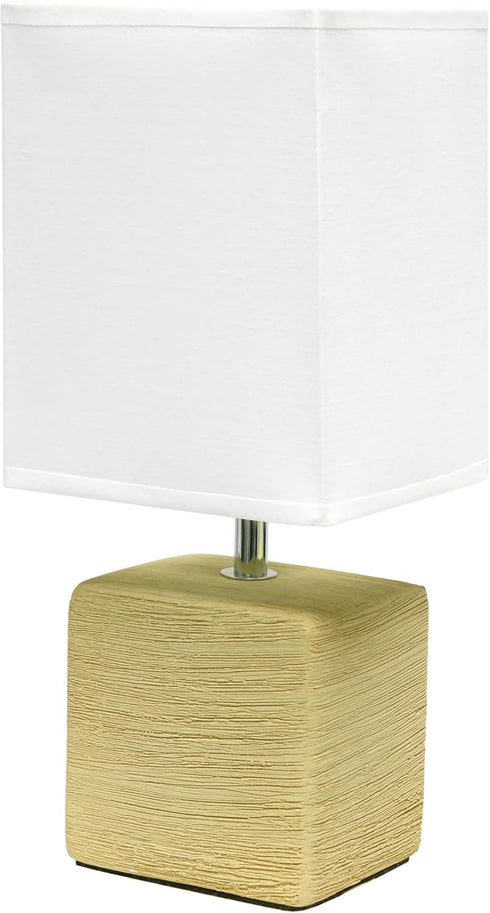 Simple Designs LT1218-BGE 11.81" Mini Cube Faux Stone Ceramic Table Lamp, for