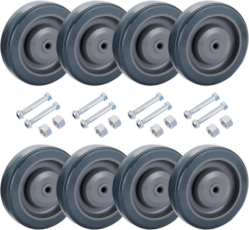 8 Pack 5" Shopping Cart Replacement Wheels Kit | Silent Supermarket Casters