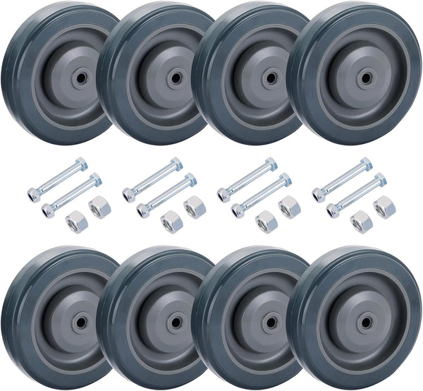 8 Pack 5" Shopping Cart Replacement Wheels Kit | Silent Supermarket Casters