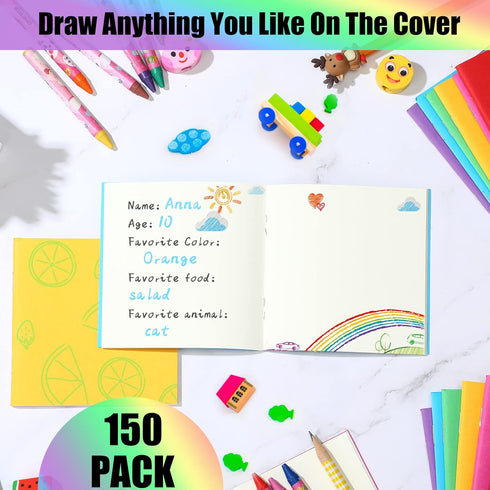 Thenshop 150 Pack Mini Notebooks Bulk - Small Notepad Unlined Journals, Pocket Blank Sketchbooks, 4 x 4 Inch