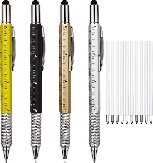 Zhanmai 4 Pieces Gifts for Men, 6 in 1 Multitool Pen Set with Refills, Dad Gifts from Daughter Son Wife